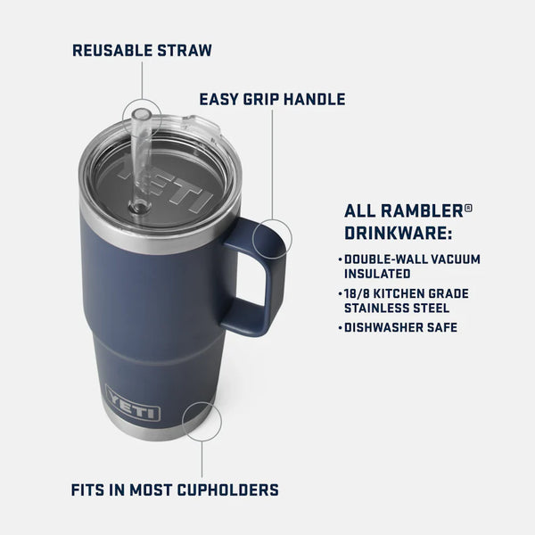 Yeti Rambler 25oz Straw Mug - Charcoal