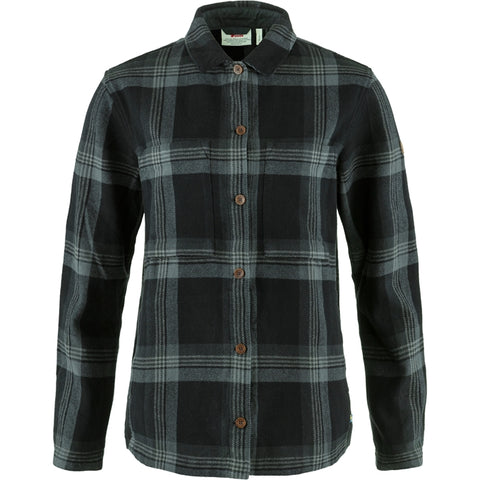 Sale Fjallraven W Singi Flannel Overshirt - Black/Iron Grey