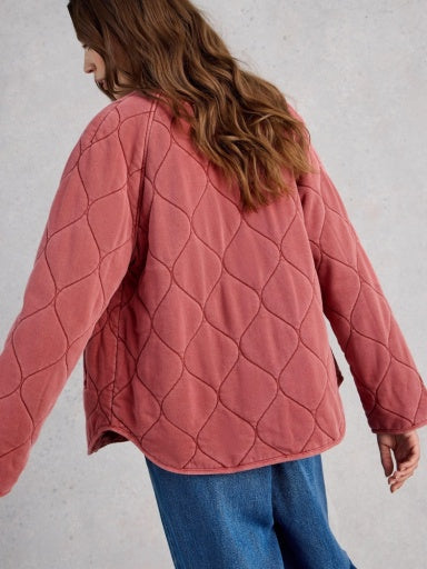 White Stuff Anya Jersey Quilted Jacket - Mid Pink