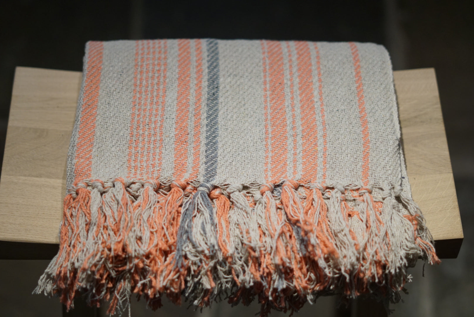 sale IbL Cotton Throw - Coral Stripe