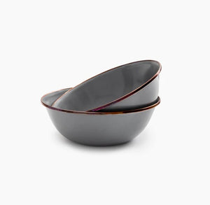 Barebones Enamel Bowl - set of 2 - Grey