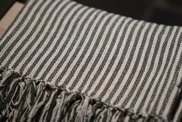 IbL Cotton Throw - Forest Green Stripe