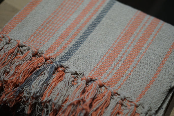 sale IbL Cotton Throw - Coral Stripe